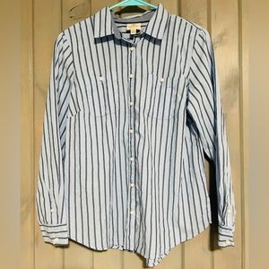 St. John’s Bay Striped Button Down- Petite Medium
